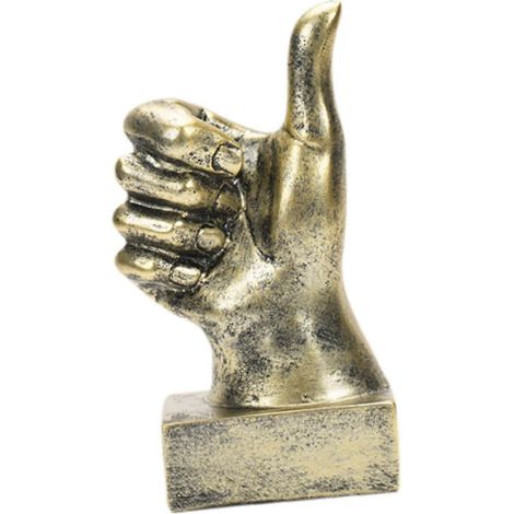 Statuette décorative amusante en résine représentant une main faisant un geste, idéale pour un bureau ou une entrée avec cheminée.-Thumb Up Gold (1/5)
