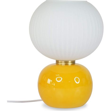 Lampe à poser en verre rétro jaune (1/3)