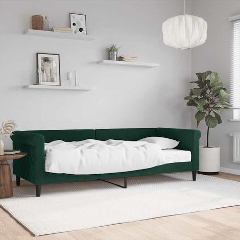 Tagesbett mit Matratze Dunkelgrün 80x200 cm Samt
