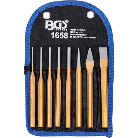 Jeu de Chasse-Goupilles 150 mm - 8 pcs avec Burins et Pointeaux - Précision et Robustesse, Acier - D-Work