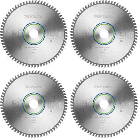 Festool HW 225x2,6x30 TF68 Kreissägeblatt Aluminium / Plastics 4 Stk. ( 4x 488291 ) 225 x 2,6 x 30 mm 68 Zähne für Aluminium, NE-Metalle, Kunststoffe, PVC