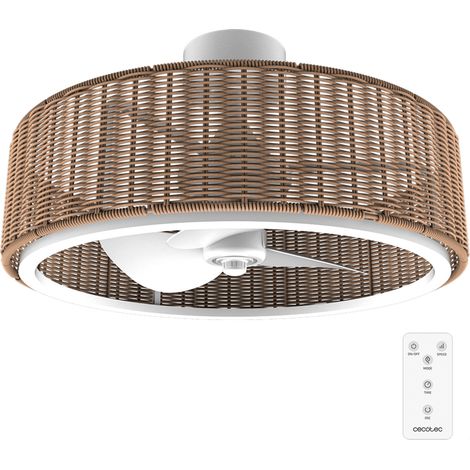 Cecotec Ventilador de Techo con Luz LampAero 324 Camellia. 10W, Motor DC, 3 Aspas, Luz LED Regulable (1/3)