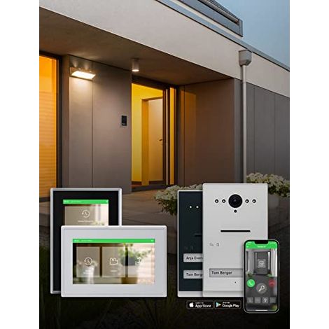 Ritto Interphone video TwinBus IP Set, ecran HD 7 Pouces, 2 Bus filaires, Application Smartpone Blanc, Montage en saillie, 1 Famille (1/5)
