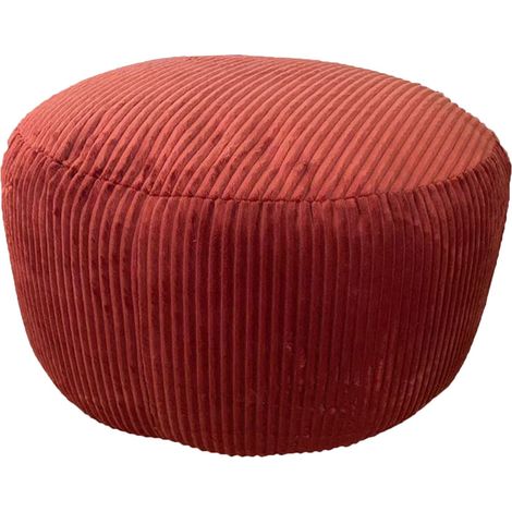 Relaxdays Pouf, Cord, HxD: 25 x 35 cm, Polystyrol-Füllung, rundes Bodensitzkissen, Wohnzimmer Hocker, Sitzpouf, rost