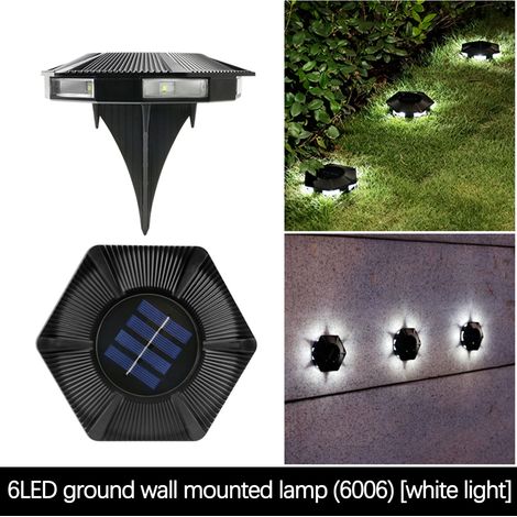 Solar Light - 6 LED - 2 V 120 mA Polysilicon Panel - ABS Plastic - Outdoor Garden Pathway Underground Decoration - 4 Pieces (1/5)