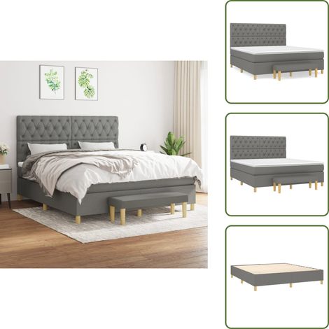 Colchón ensacado - vidaXL Cama box spring con colchón tela gris oscuro 160x200 cm - Cama de muelles