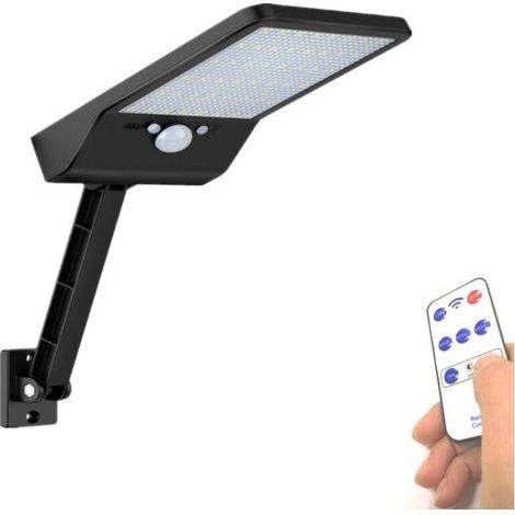 Lot de 2 lampes solaires d'extérieur avec détecteur de mouvement, 48 LED, avec télécommande, étanches, pour jardin, cour, garage (1/4)