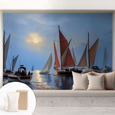 Carta Da Parati - Non Tessuto - Con Colla Inclusa - Per Interni - Ecologica - Con Ingresso - Soggiorno Avventura in barca a vela 208x146 cm (1/5)