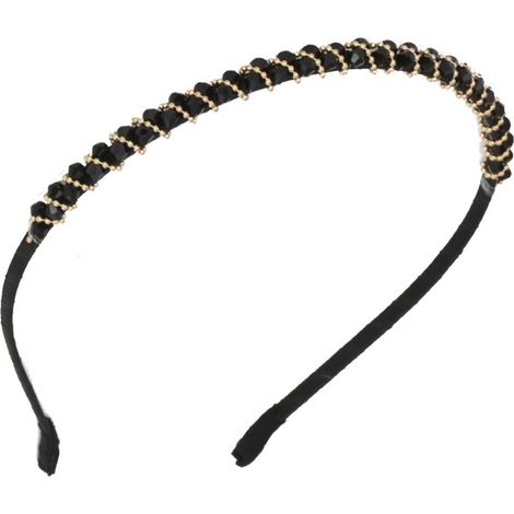 Haarband mit dekorativen schwarzen Kristallen, elegant und modisch (1/3)