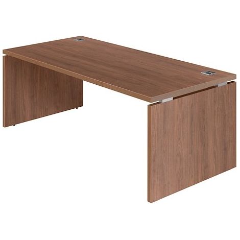 Bureau droit L 180 x P 90 cm, piètement plein bois - Milano - noyer - Maxiburo