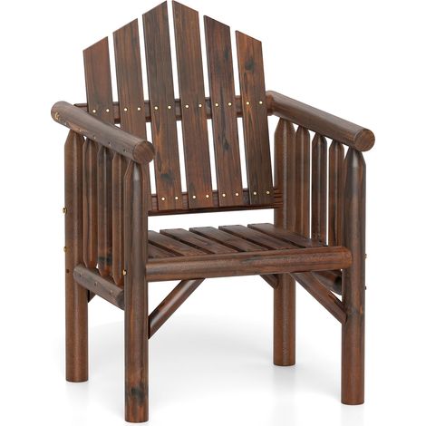 Fauteuil de Jardin avec Accoudoirs Comfortable et Dossier Haut incliné, 66 x 62,5 x 98 cm, Charge 150KG pour Véranda, Arrière-cour, Piscine, Marron (1/5)