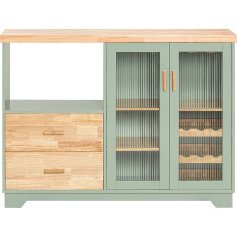 Credenza buffet con 2 ante in vetro Mobile da cucina Mobile microonde 120x40x90cm Verde FSB81-GR SoBuy
