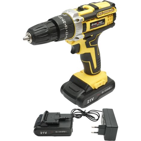 Avvitatore a impulsi e trapano, 2 batterie 21V, 1.5Ah agli ioni di litio, coppia 29Nm, mandrino da 10mm, 0-350/1350 giri/min Breckner Germany (1/5)