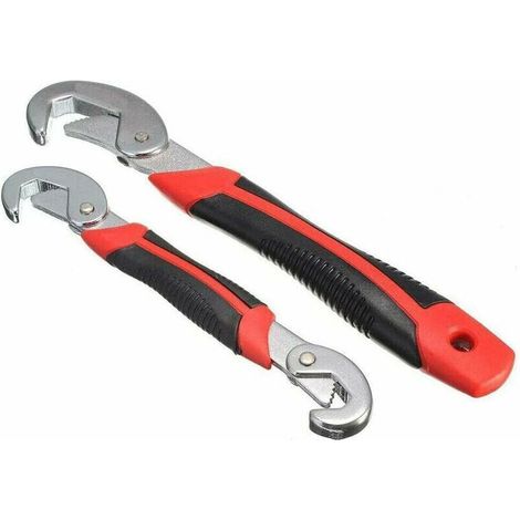 Clé à Molette, Clé à Tuyau Réglable Jeu d'Outils, Clés de Serrage Réglable, Clés Réglables Serre Ecrou, pour écrous Hexagonaux Carrés 6-32 mm Boulons Tubes Tuyaux Plombier (Rouge) (1/4)