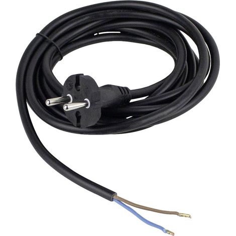 Câble de raccordement 3 m H05VV-F 2x1,0 mm² - Robuste pour perceuses 230 V 16 A - fiche profilée - IP20 Usage intérieur - Haute fiabilité - Noir, 70522 (1/5)