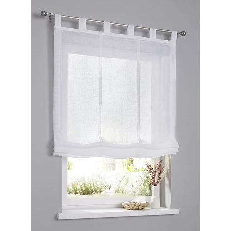 Store Bateau Romain Voilage uni Blanc 100 x 145 cm Hauteur Pattes Compris (1/4)