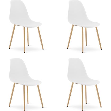 Chaise WAT blanche / pieds naturels x 4 (1/5)