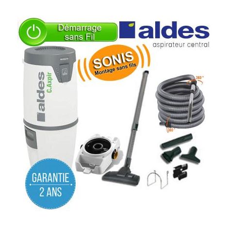 Aldes – Centrale d'aspiration cyclonique sans fil C.Axpir Comfort – Surface jusqu'à 300 m² – Kit de nettoyage inclus – Berceau mural offert (1/5)