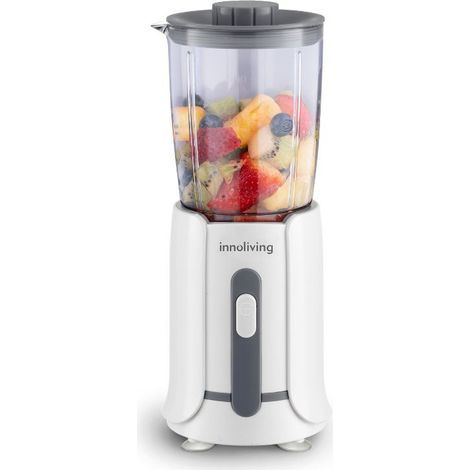 Innoliving Frullatore da Tavolo con Bicchiere Graduato INN-697, Potenza 300W, 4 Lame in Acciaio Inox, Capacità 500ml, Piedini Antiscivolo e Guarnizione Antigoccia