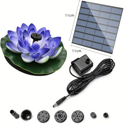 Pompe solaire Lotus (violette) avec jets multiples, durable, sans piles, hauteur réglable, décoration éclatante pour jardin et bain d'oiseaux (1/5)