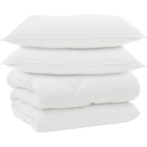 Duvet d'hiver avec oreiller 3 pcs Blanc Microfibre (1/5)