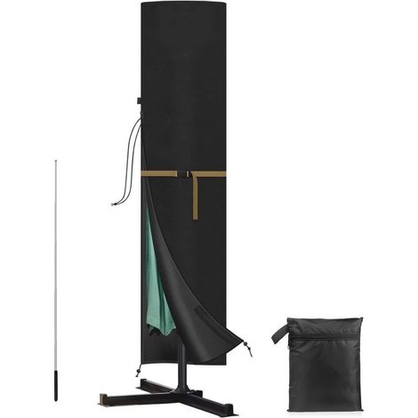 Housse Parasol Deporte Imperméable Housses pour Parasols de Jardin avec Tige Télescopique et Cordes,Etanche au Vent Résistant aux UV Tissu Oxford Housse Parasol Déporté 240x57/57cm (1/5)