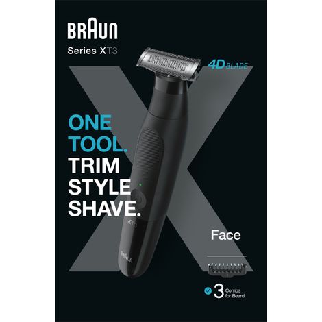 Hybride Rasierer BRAUN Series X XT3100 für das Gesicht mit flexibler 4D-Klinge, wasserdicht, 3 Aufsätze - Herren (1/3)