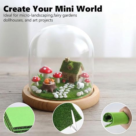 Mini Gazons, 15 x 15 cm Fausse Pelouse Extérieur Simulation, Herbe de Mousse Miniature pour Maison, Paysage DIY, Jardin, Vert (1/4)