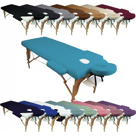 Kit complet de housses pour table de massage - Éponge - Bleu turquoise - Vivezen