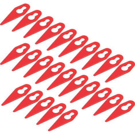 Lot de 25 lames de rechange en plastique rouge pour tondeuse à gazon. (1/5)