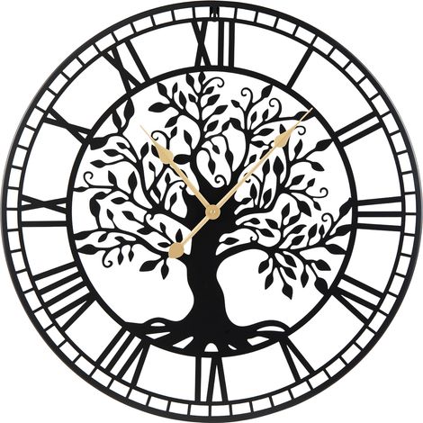 Grande Horloge Murale 68 cm, Motif Arbre de Vie en Métal, Horloge Décorative Silencieuse à Pile sans Tic Tac, pour Salon, Chambre, Bureau (1/5)