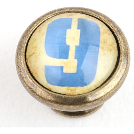 Tiroir armoire En Laiton Antique Rond, Poignée De Bouton De Poubelle De Placard Numéro 9 (1/5)