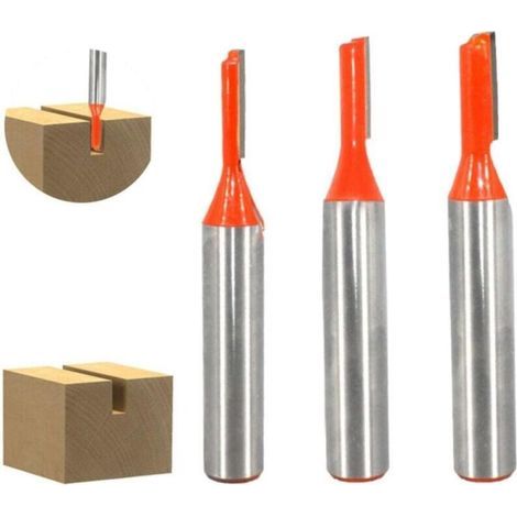 BUNTHAUS Fraise Droite à Queue de 8 mm, 3 Pièces Fraise Droite Defonceuse, Fraise a Rainurer à Tige, Fraise à Bois Outils de Fraisage du Bois, Outil de Travail Du Bois, Diamètre de Coupe 3mm/ 4mm/ 5mm (1/5)
