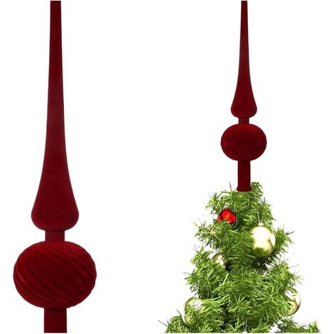 Pointe de Sapin en Plastique Floqué Blanc et Rouge, Lot de 3 Pièces, Décoration du Sommet de l'Arbre de Noël (1/5)