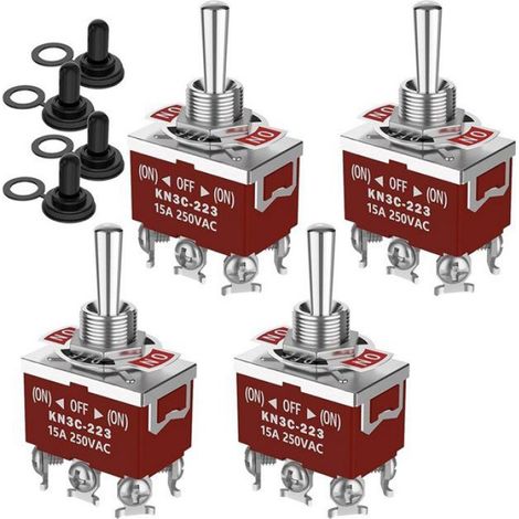 Lot de 4 Interrupteur à bascule, DPDT 6 broches, Étanche 30A 12V, Montage 12mm, Véhicule maritime (1/5)
