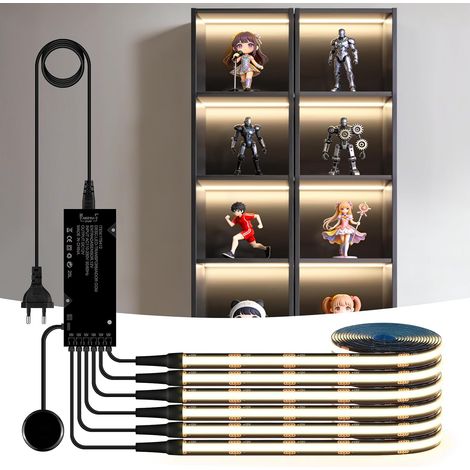 Bande LED COB,6 Rouleaux d'Éclairage pour Meubles avec Variateur Tactile et Détection par Balayage de Main,Bande LED COB Découpable 12V pour Vitrines,Cuisines et Étagères (2M, Blanc naturel) (1/5)