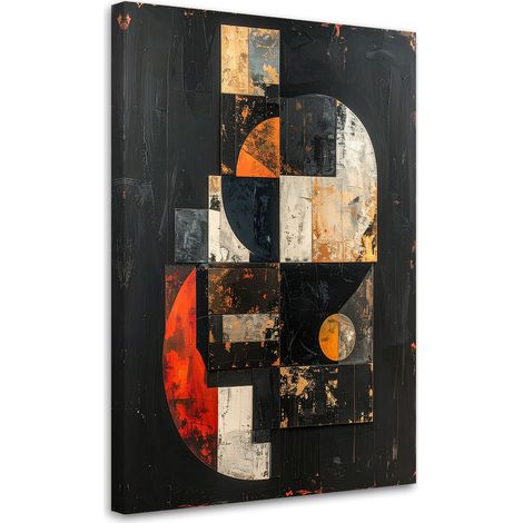 Quadro su tela, Astrazione geometrica in nero in stile glamour, 20x30 (1/5)