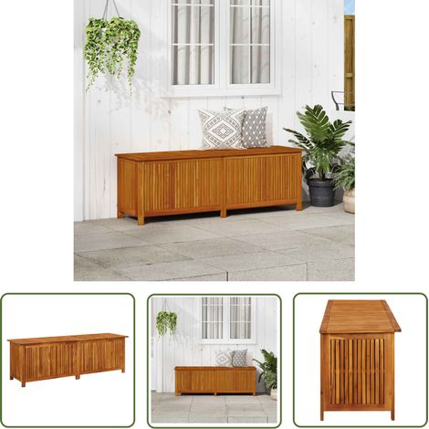 The Living Store Garten-Aufbewahrungsbox 175x50x58 cm Massivholz Akazie - Gartenbox - Holzkiste - Außenschrank - Lagerung - Dekoration (1/5)