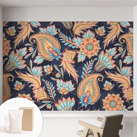 Tapete Vliestapete mit Kleber für Wohnzimmer Schlafzimmer Küche - Wanddekoration Blumenmuster 152x104 cm (1/5)