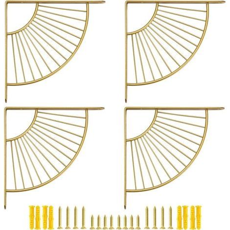 Lot de 4 petits supports d'étagère décoratifs en laiton de 15,2 cm, décoration murale dorée, support d'étagère moderne de 15 cm pour étagères flottantes à faire soi-même, doré (1/5)