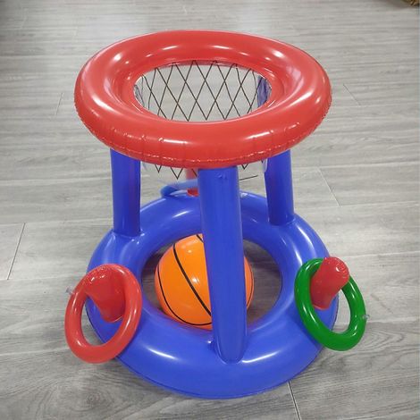 Jeu gonflable 2 en 1 avec panier de basket et anneaux, pour adultes et enfants, pour la piscine et la plage.-AquaForge (1/5)