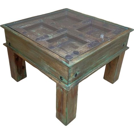 Mesa de centro de madera artesanal 62x67x45h cm (1/5)