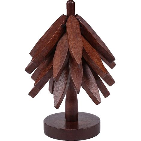 Untersetzer, Walnuss Holz, hitzebeständig, Walnussfarbe 4 Stück, 12.5x12.5x23cm-d (1/2)