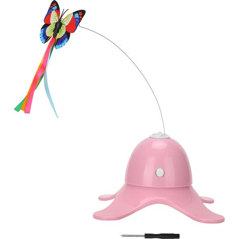 Jouet Chat Électrique Rotatif Papillon ABS Rose Lumineux 360° Piles Non Incluses Stable Silencieux pour Félin Intérieur (1/5)