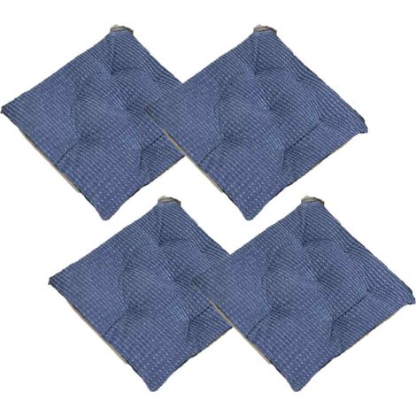 Lot de 4 coussin, 30x30 cm, velours côtelé, antidérapant, attaches, intérieur bureau (1/5)