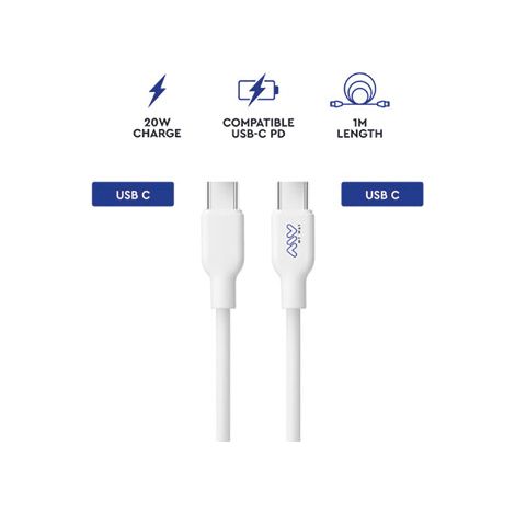 Cable cargador usb ´c´ salida ´c´ 20w 1 metro blanco