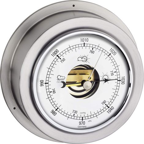 TFA Dostmann Maritim - Barometro analogico 29.4024.54.B, previsioni Meteo, Argento, 140 x 59 x 140 mm