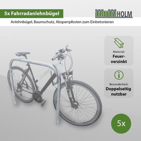 5 x Fahrradanlehnbügel 115 x 99 cm Stahl feuerverzinkt Ø 49 mm Einbetonieren Fahrradständer Parker Typ U (1/5)