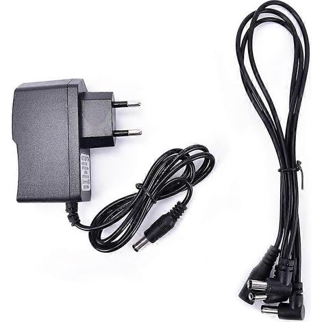 Adaptateur secteur/signal 9V DC 1A pour effets de guitare, cordon d'alimentation/connecteur avec 3 prises en guirlande, compatible avec les pédales Fonte. (1/5)