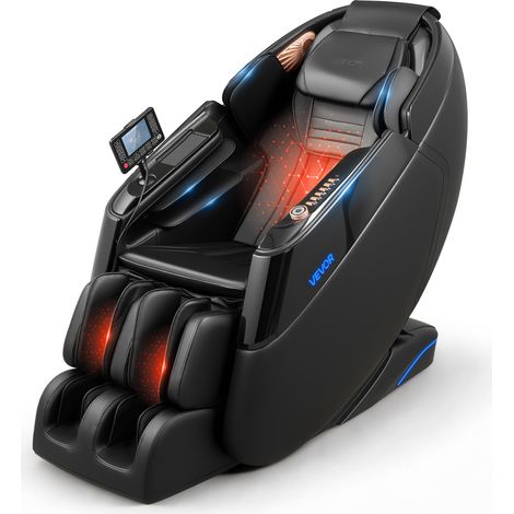 VEVOR Fauteuil de Massage 4D a Gravite Zero pour Tout le Corps, Repose-pieds Extensible, Chauffage Taille et Jambes, Haut-parleur Bluetooth, Modes Automatiques, Coussins Gonflables, pour Maison Bureau (1/5)